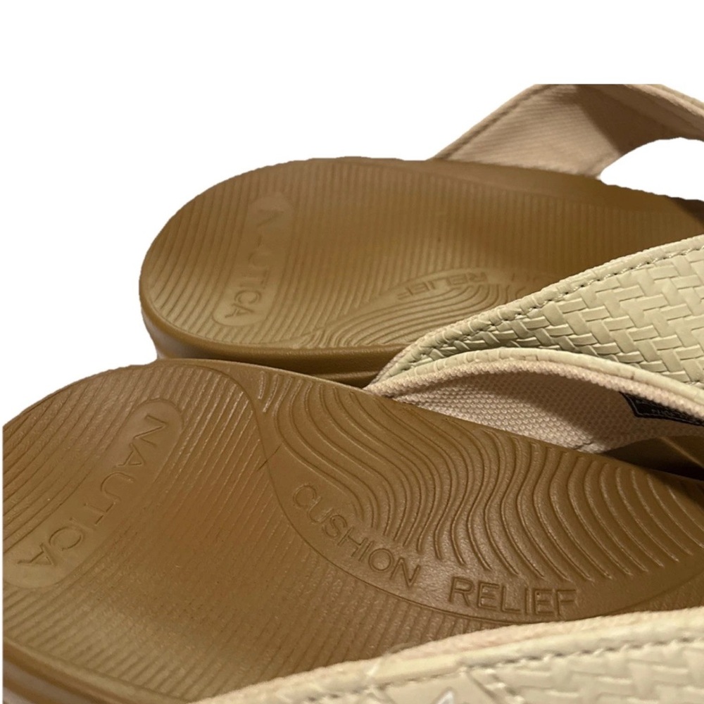 NWT Nautica Women’s‎ Thong Sandals Size 6 Cream Woven Flip-Flop Cushioned Relief - Picture 5 of 6